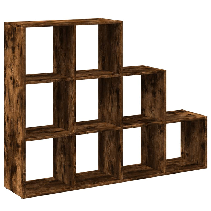 vidaXL 3 szintes füstös tölgy elválasztó könyvespolc 137,5x29x103,5 cm