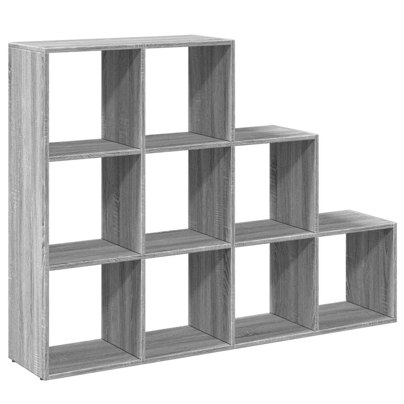 vidaXL 3 szintes szürke sonoma elválasztó könyvespolc 137,5x29x103,5cm