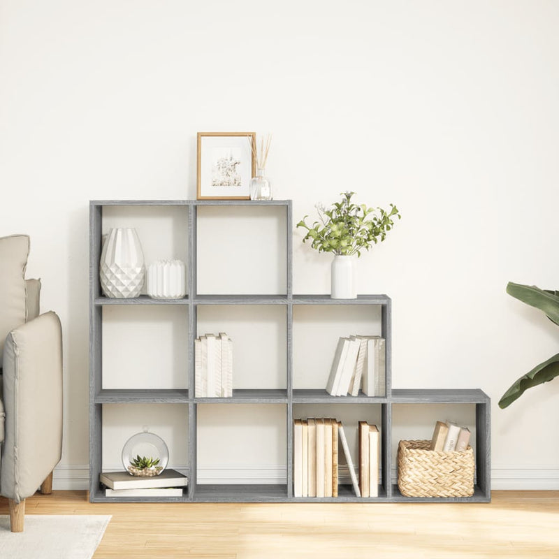 vidaXL 3 szintes szürke sonoma elválasztó könyvespolc 137,5x29x103,5cm