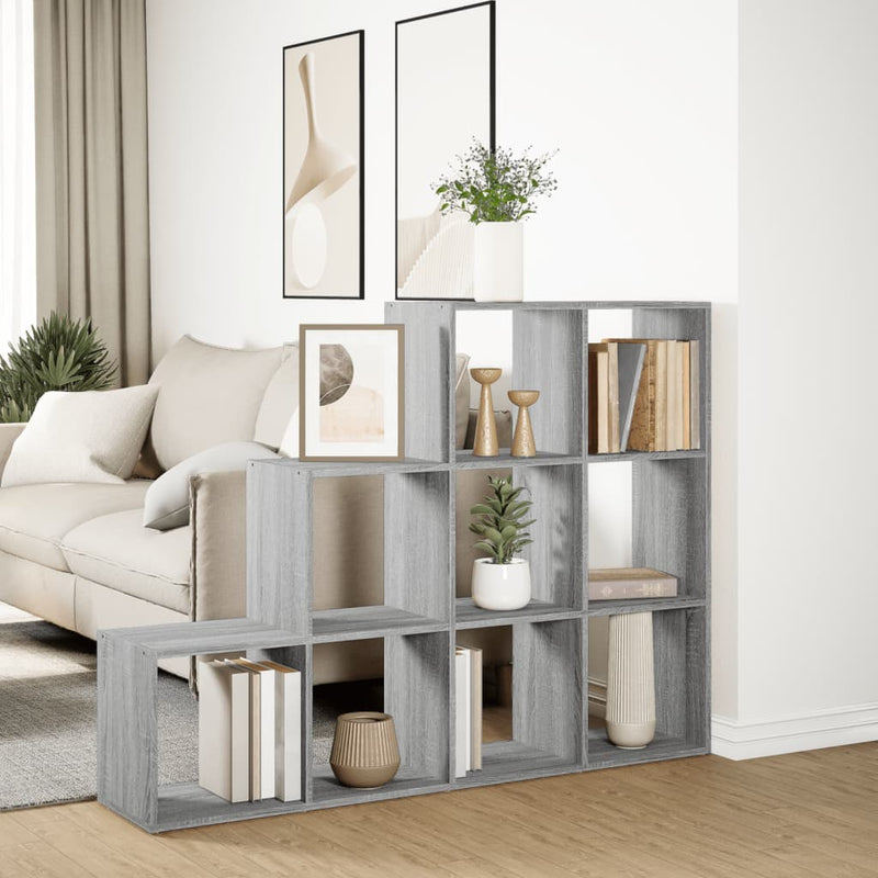 vidaXL 3 szintes szürke sonoma elválasztó könyvespolc 137,5x29x103,5cm