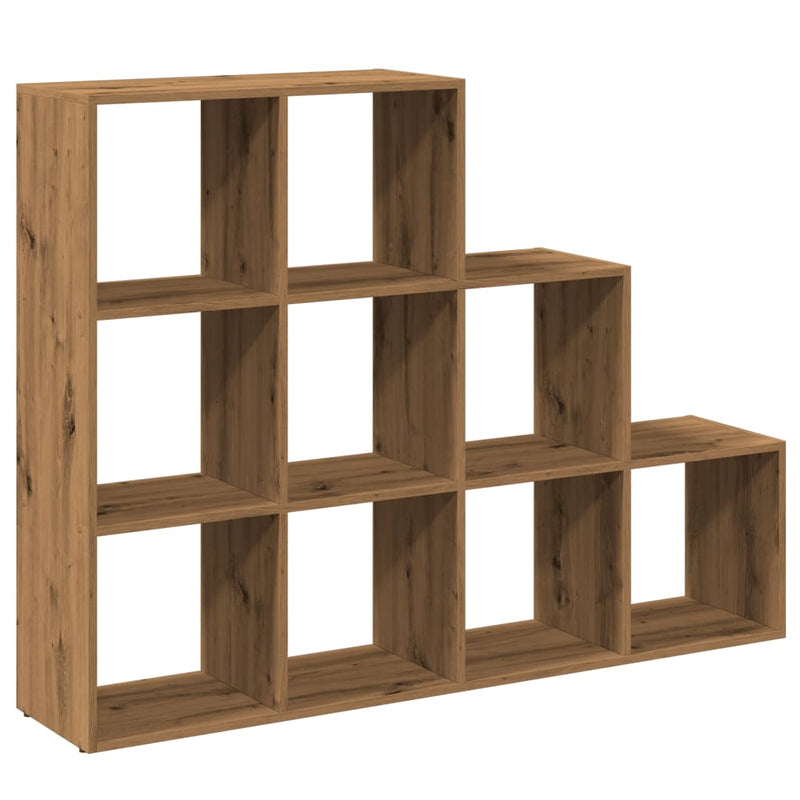 vidaXL 3 szintes kézműves fa elválasztó könyvespolc 137,5x29x103,5 cm