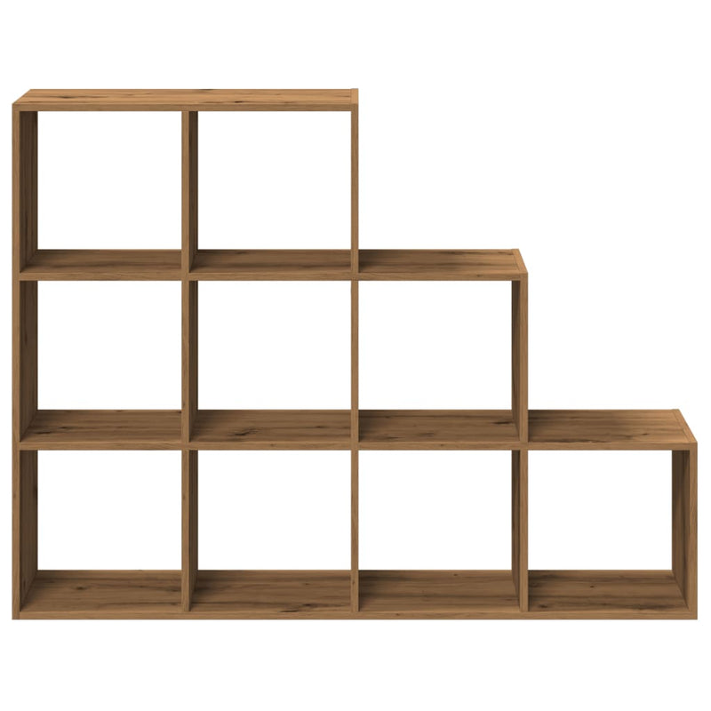 vidaXL 3 szintes kézműves fa elválasztó könyvespolc 137,5x29x103,5 cm