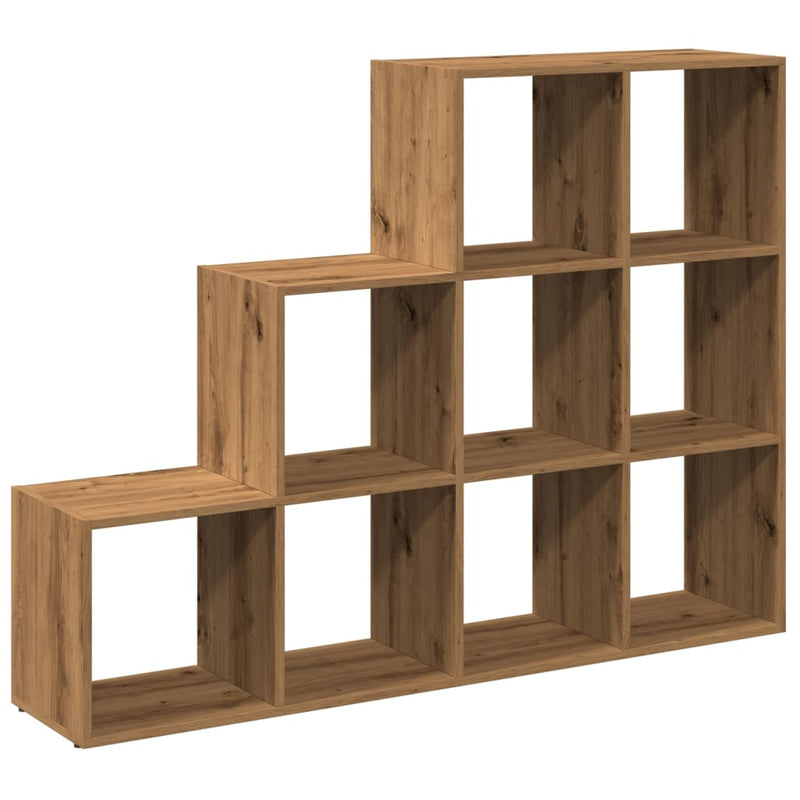 vidaXL 3 szintes kézműves fa elválasztó könyvespolc 137,5x29x103,5 cm