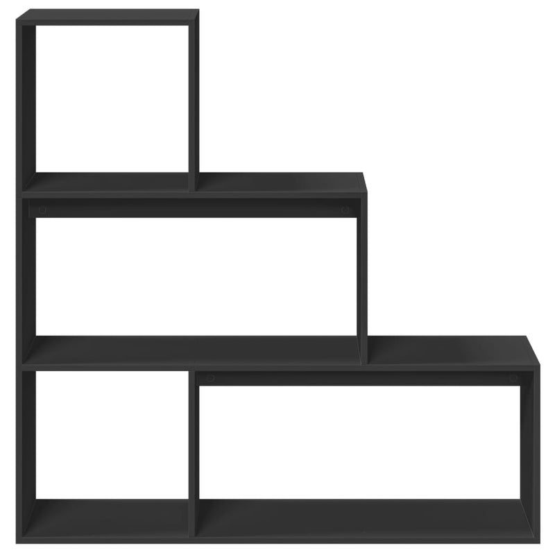vidaXL 3 szintes fekete fa térelválasztó könyvespolc 123 x 29 x 123 cm