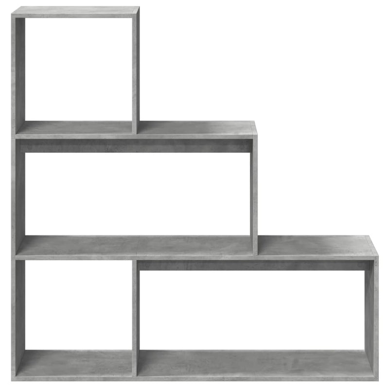 vidaXL 3 szintes betonszürke fa elválasztó könyvespolc 123x29x123 cm