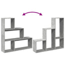 vidaXL 3 szintes betonszürke fa elválasztó könyvespolc 123x29x123 cm