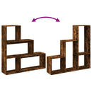vidaXL 3 szintes füstös tölgy fa elválasztó könyvespolc 123x29x123 cm