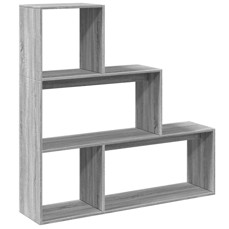 vidaXL 3 szintes szürke sonoma fa elválasztó könyvespolc 123x29x123 cm