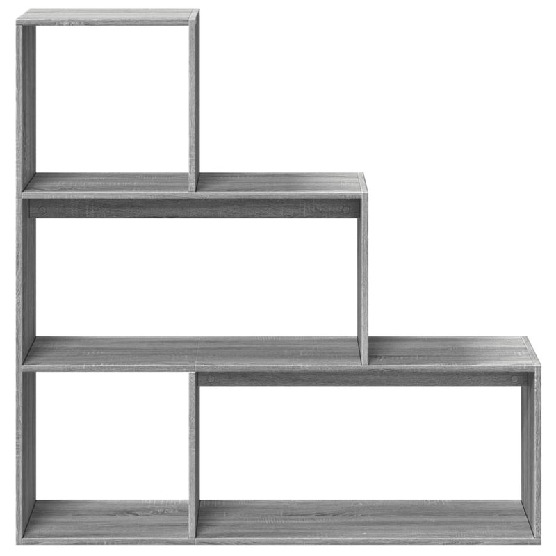 vidaXL 3 szintes szürke sonoma fa elválasztó könyvespolc 123x29x123 cm