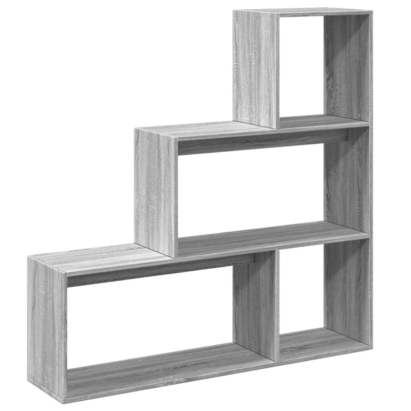 vidaXL 3 szintes szürke sonoma fa elválasztó könyvespolc 123x29x123 cm