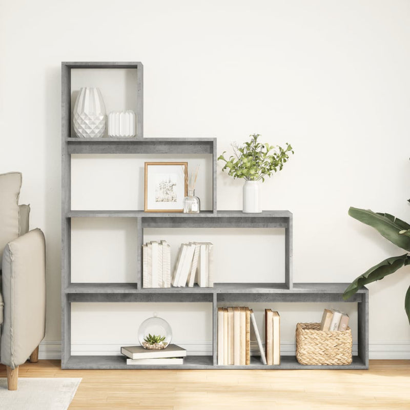 vidaXL 4 szintes betonszürke szerelt fa könyvespolc 143,5x29x143,5 cm