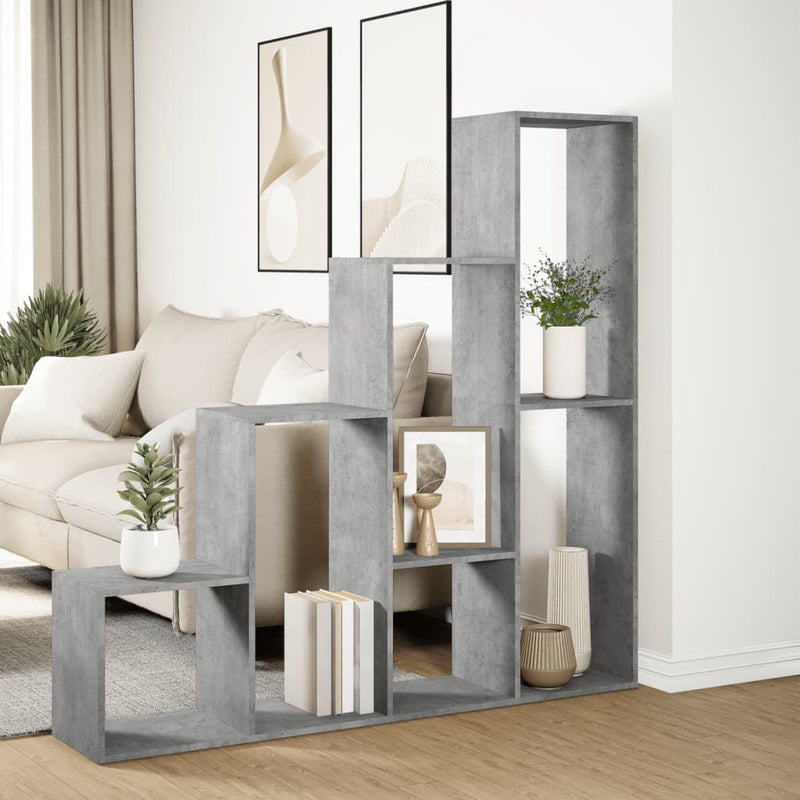 vidaXL 4 szintes betonszürke szerelt fa könyvespolc 143,5x29x143,5 cm