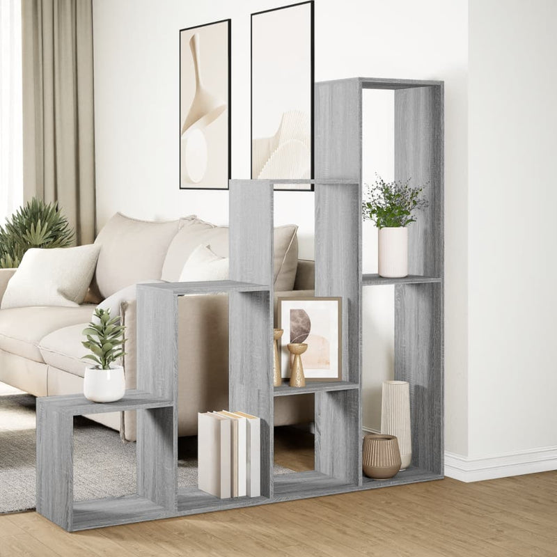 vidaXL 4 szintes szürke sonoma elválasztó könyvespolc 143,5x29x143,5cm