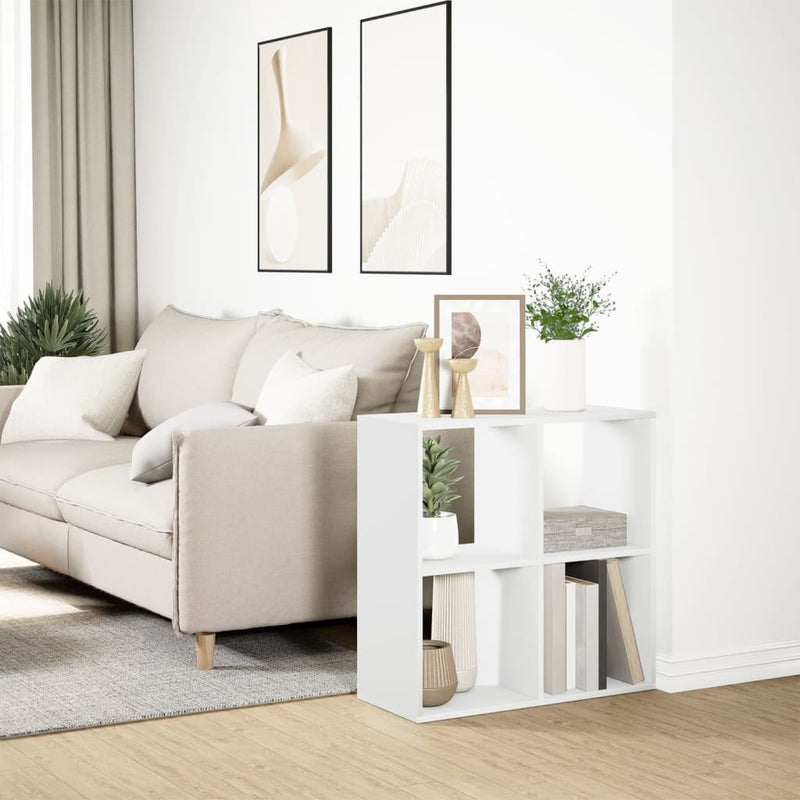 vidaXL fehér szerelt fa térelválasztó könyvespolc 69,5x29x69,5 cm