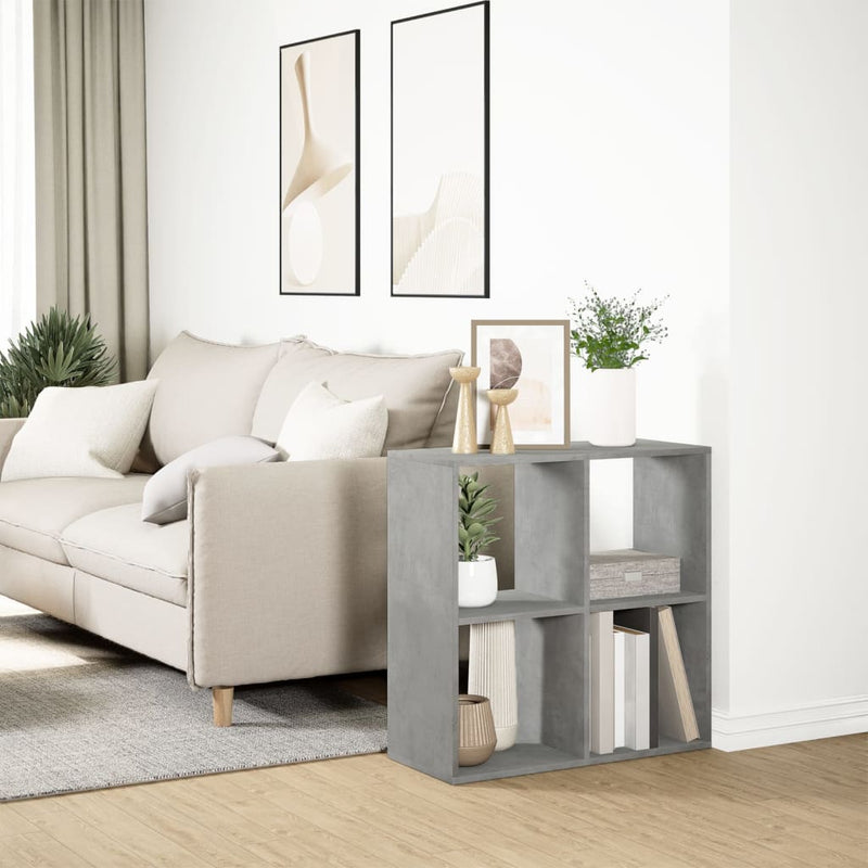vidaXL betonszürke szerelt fa elválasztó könyvespolc 69,5x29x69,5 cm