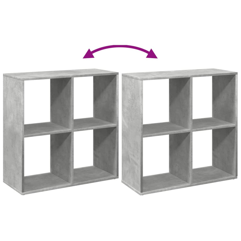 vidaXL betonszürke szerelt fa elválasztó könyvespolc 69,5x29x69,5 cm
