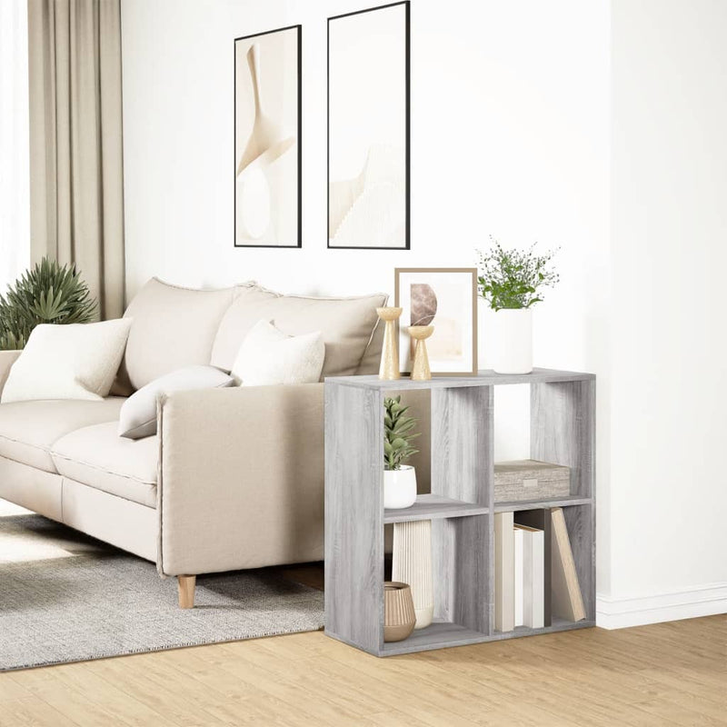 vidaXL szürke sonoma szerelt fa elválasztó könyvespolc 69,5x29x69,5 cm