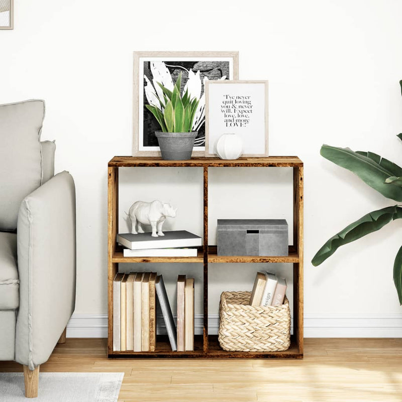 vidaXL antik fa színű fa térelválasztó könyvespolc 69,5x29x69,5 cm