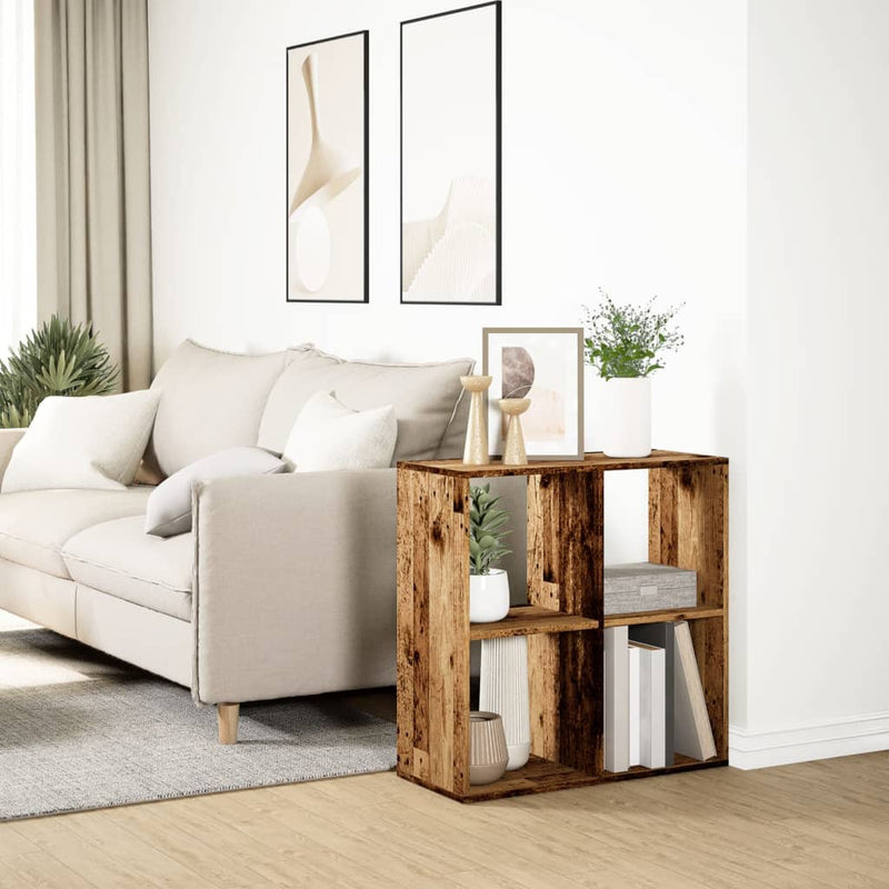 vidaXL antik fa színű fa térelválasztó könyvespolc 69,5x29x69,5 cm
