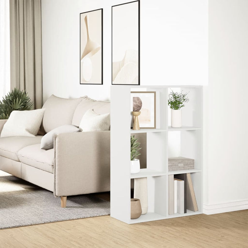 vidaXL fehér szerelt fa térelválasztó könyvespolc 69,5x29x103,5 cm