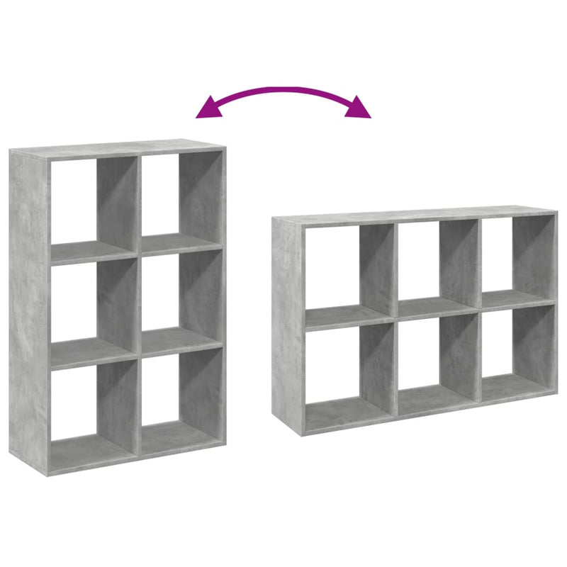 vidaXL betonszürke szerelt fa elválasztó könyvespolc 69,5x29x103,5 cm
