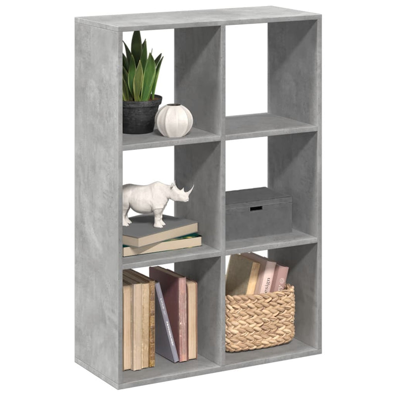 vidaXL betonszürke szerelt fa elválasztó könyvespolc 69,5x29x103,5 cm