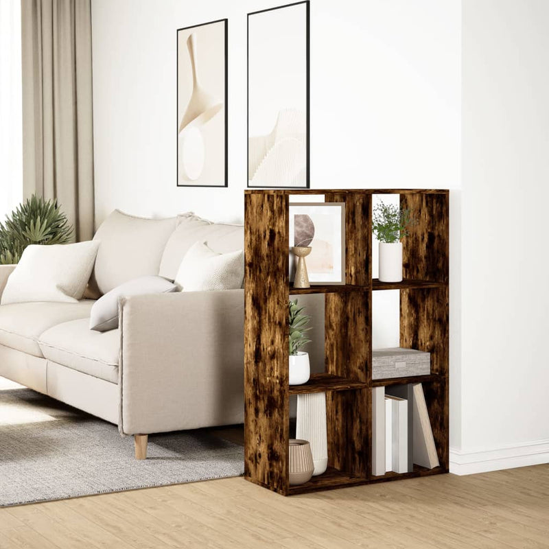 vidaXL füstös tölgy szerelt fa elválasztó könyvespolc 69,5x29x103,5 cm