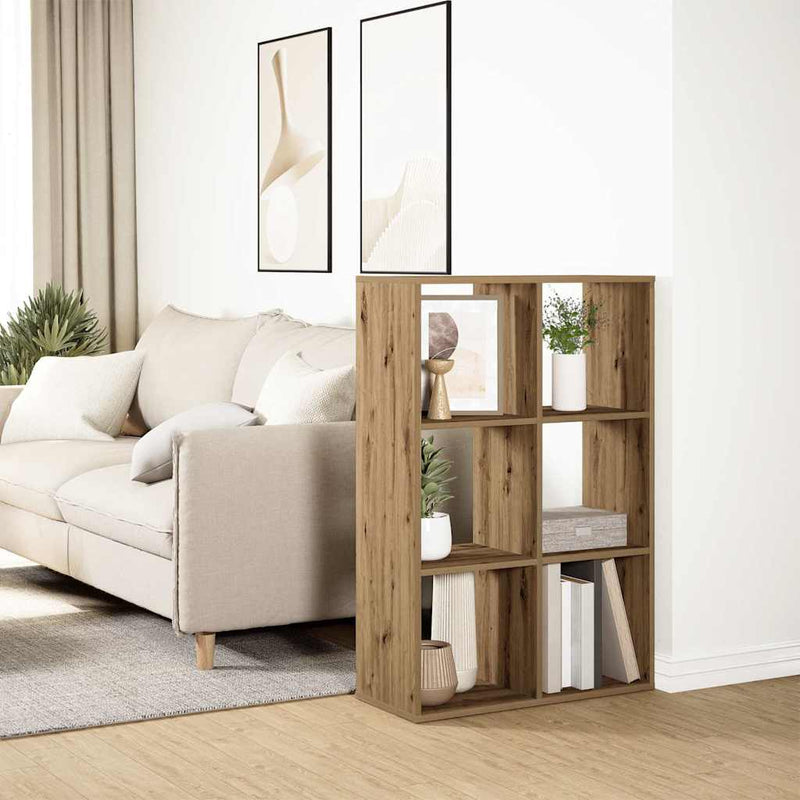 vidaXL kézműves tölgy színű fa elválasztó könyvespolc 69,5x29x103,5 cm