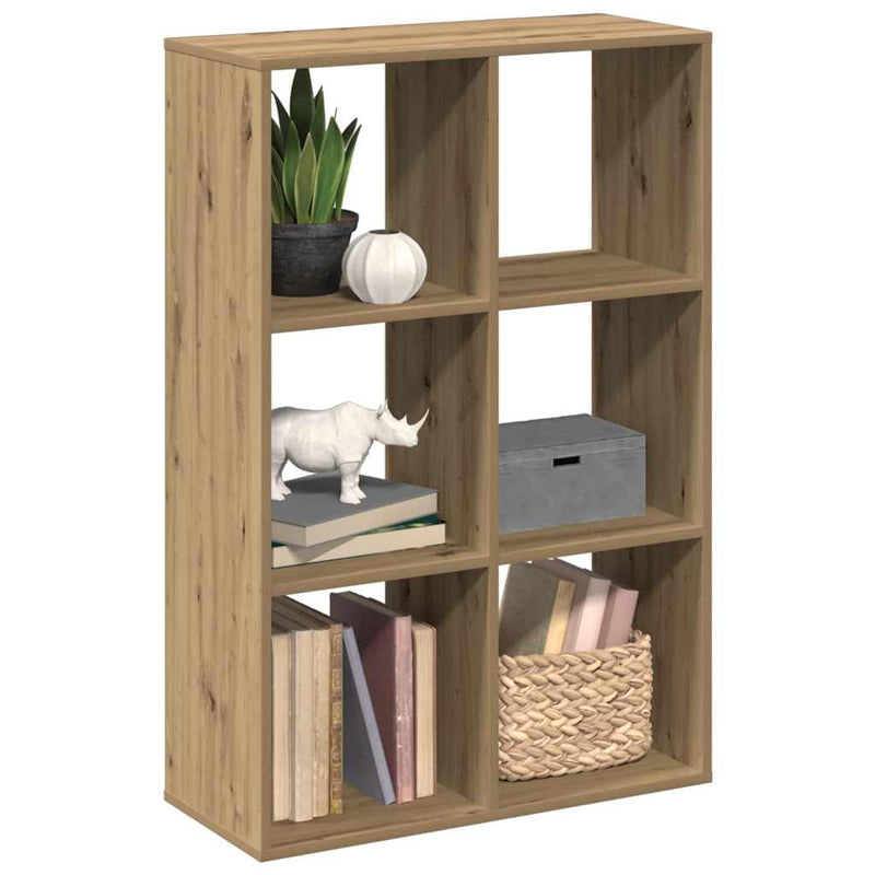 vidaXL kézműves tölgy színű fa elválasztó könyvespolc 69,5x29x103,5 cm