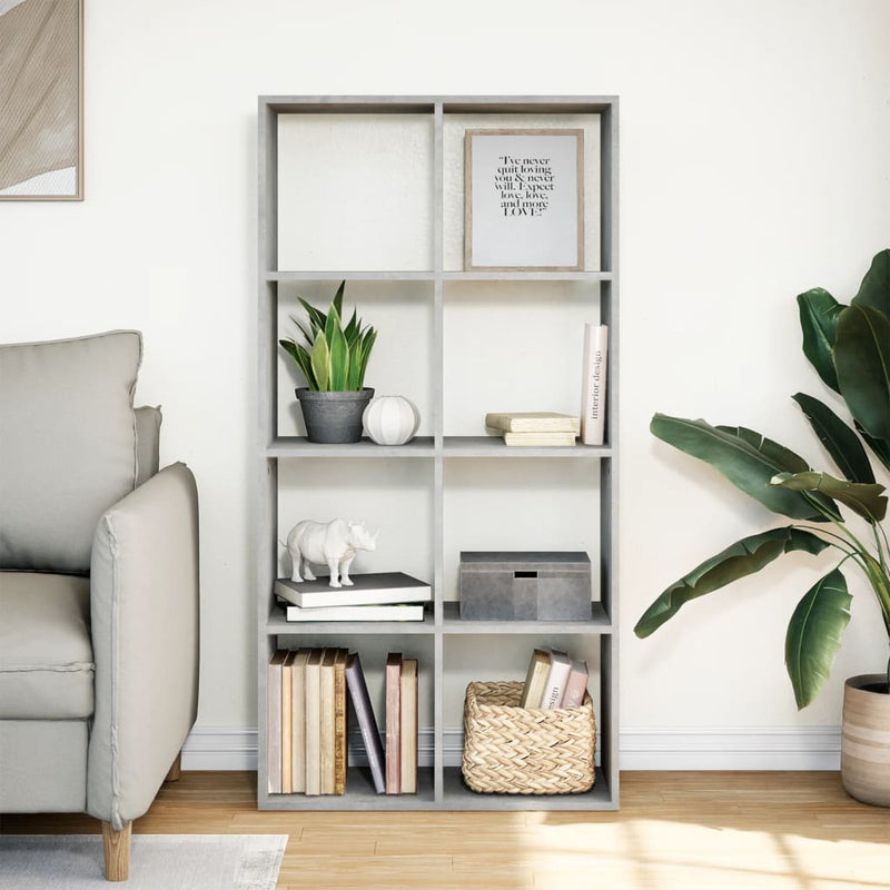 vidaXL betonszürke szerelt fa elválasztó könyvespolc 69,5x29x137,5 cm