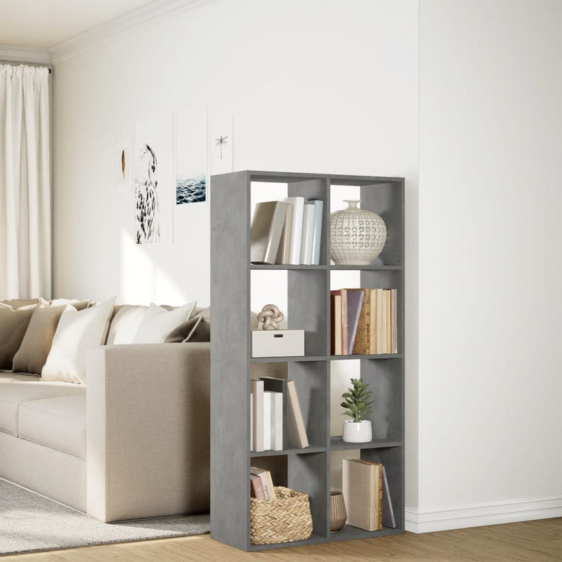 vidaXL betonszürke szerelt fa elválasztó könyvespolc 69,5x29x137,5 cm