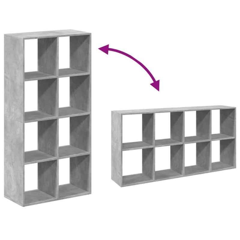 vidaXL betonszürke szerelt fa elválasztó könyvespolc 69,5x29x137,5 cm