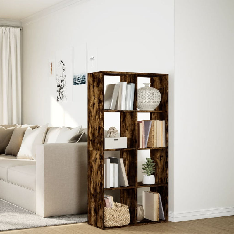 vidaXL füstös tölgy szerelt fa elválasztó könyvespolc 69,5x29x137,5 cm