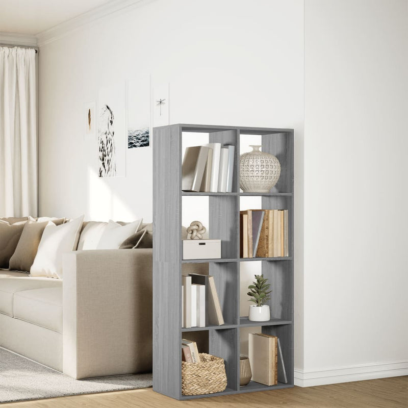 vidaXL szürke sonoma szerelt fa elválasztó könyvespolc 69,5x29x137,5cm