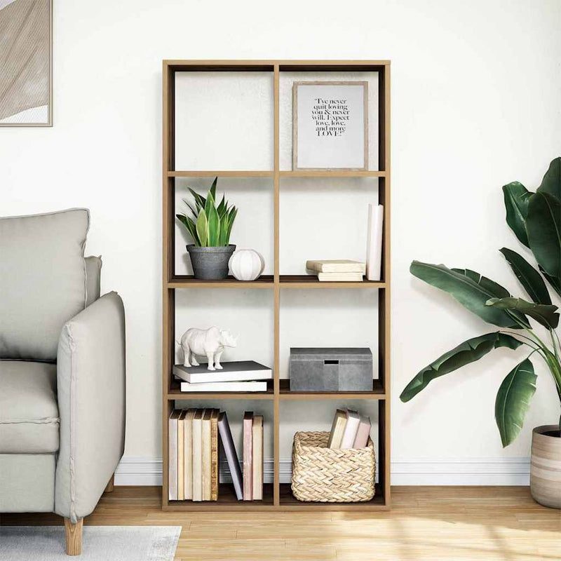 vidaXL kézműves tölgy színű fa elválasztó könyvespolc 69,5x29x137,5 cm