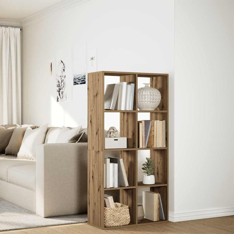 vidaXL kézműves tölgy színű fa elválasztó könyvespolc 69,5x29x137,5 cm