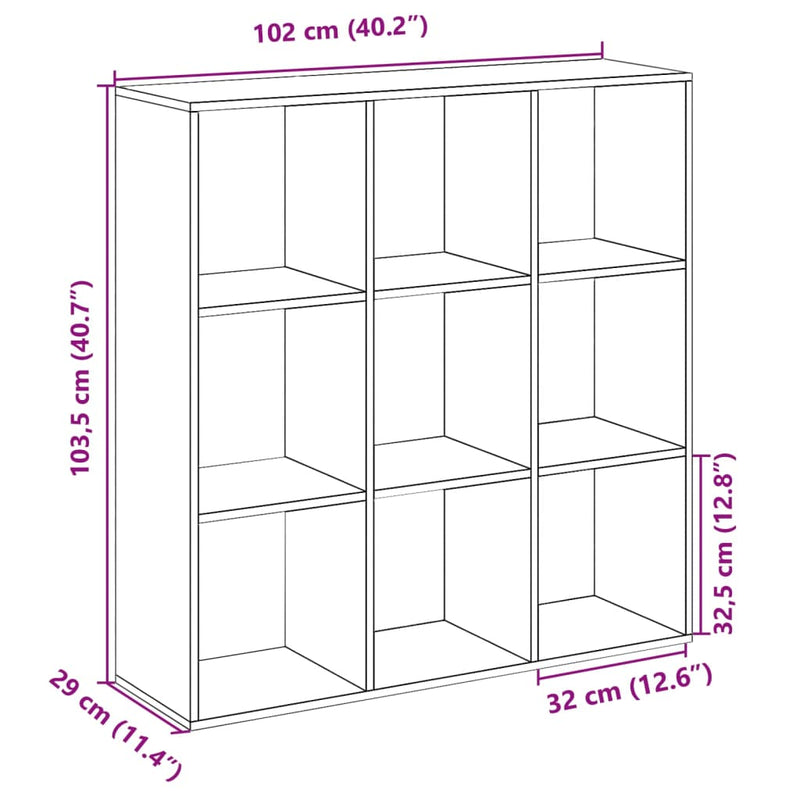 vidaXL fehér szerelt fa térelválasztó könyvespolc 102x29x103,5 cm