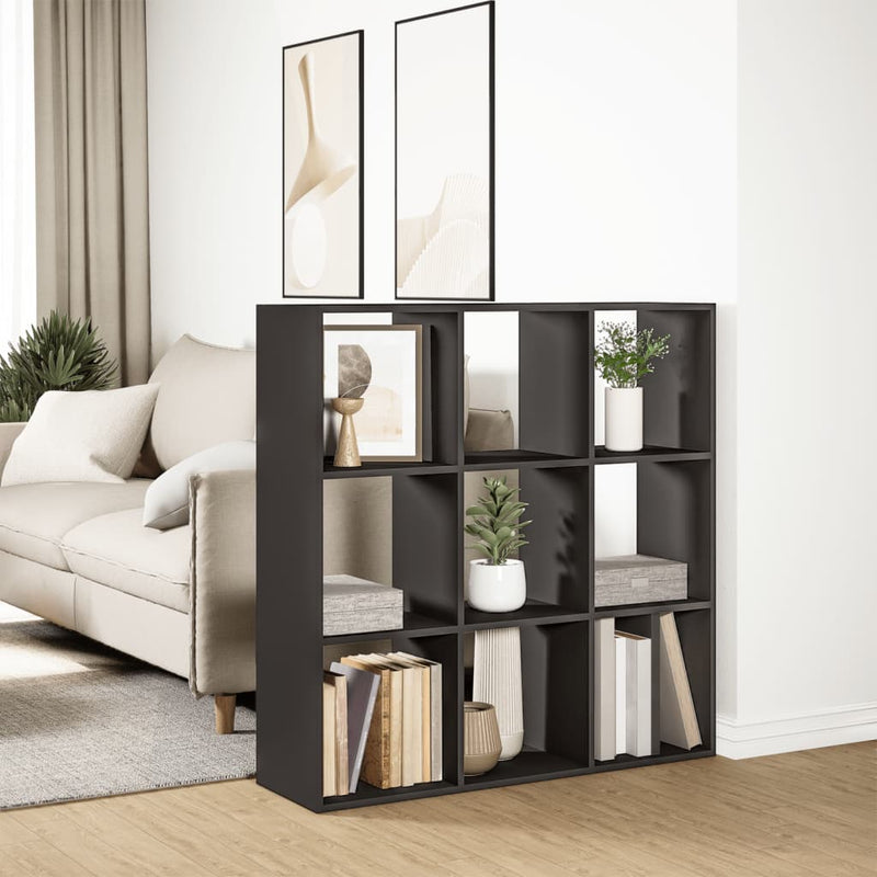 vidaXL fekete szerelt fa térelválasztó könyvespolc 102x29x103,5 cm