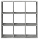 vidaXL betonszürke szerelt fa elválasztó könyvespolc 102x29x103,5 cm