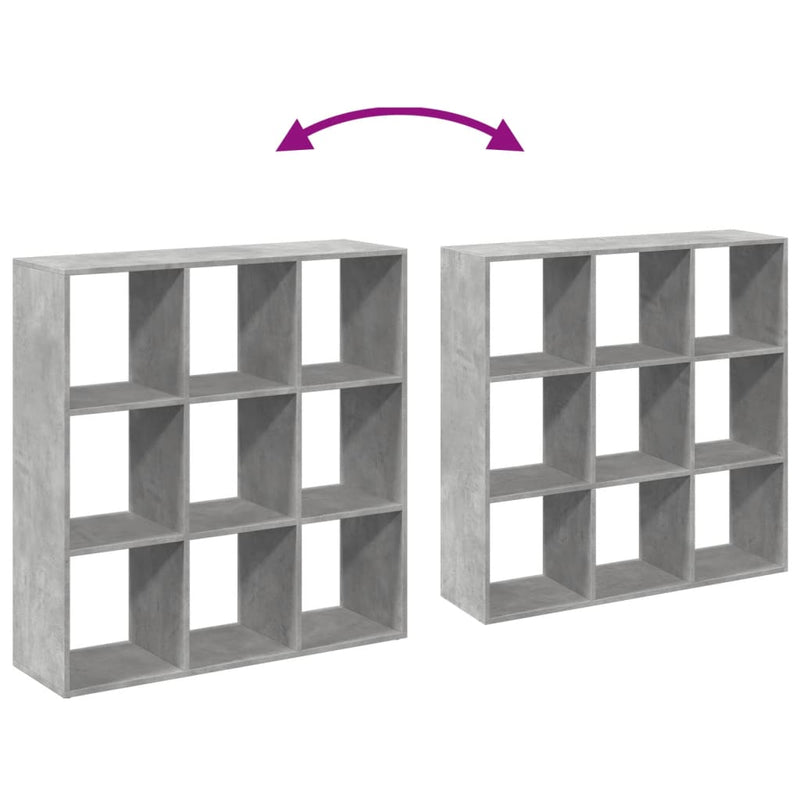 vidaXL betonszürke szerelt fa elválasztó könyvespolc 102x29x103,5 cm