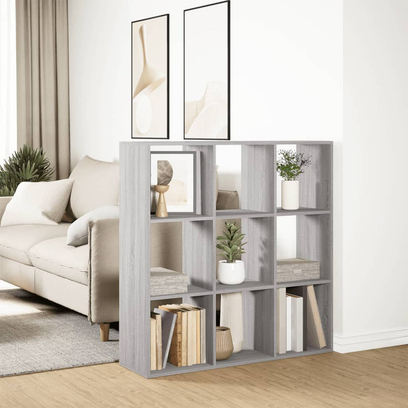 vidaXL szürke sonoma szerelt fa elválasztó könyvespolc 102x29x103,5cm