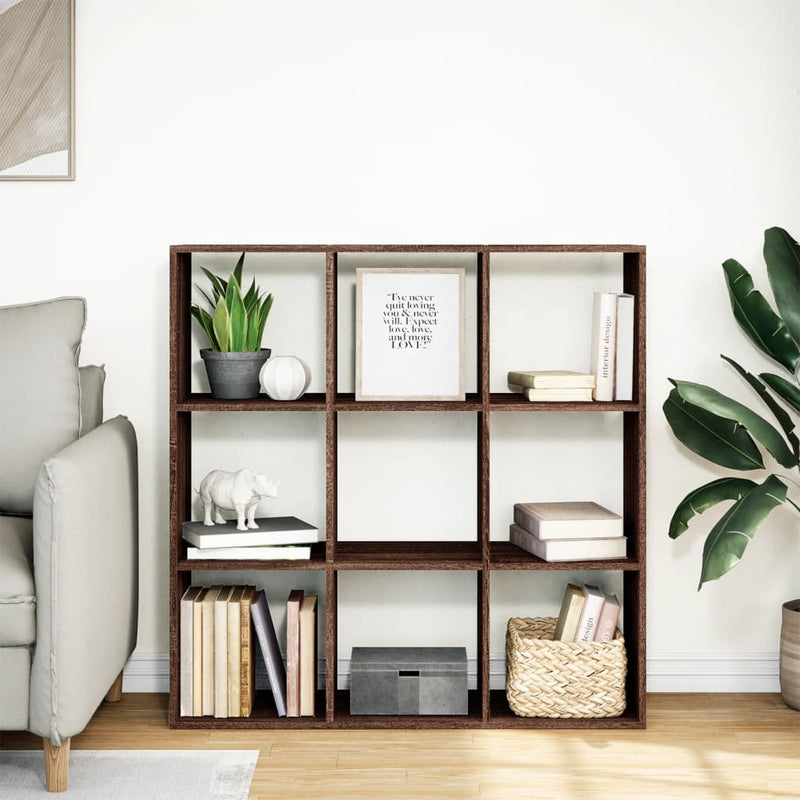 vidaXL barna tölgy szerelt fa elválasztó könyvespolc 102x29x103,5 cm