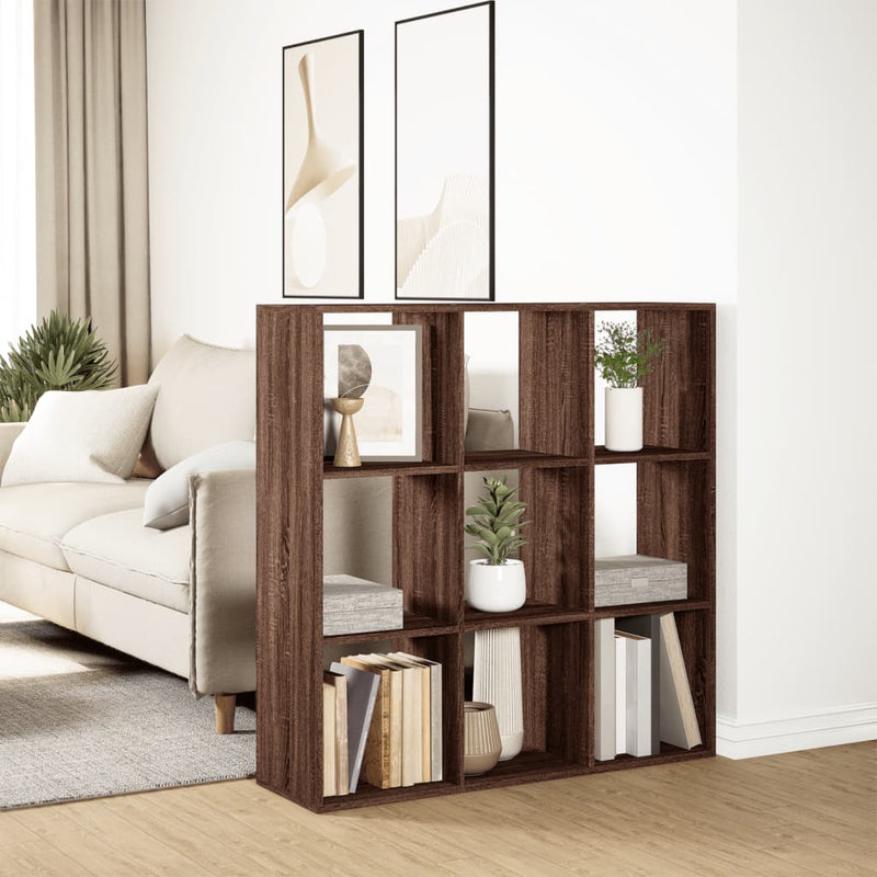 vidaXL barna tölgy szerelt fa elválasztó könyvespolc 102x29x103,5 cm