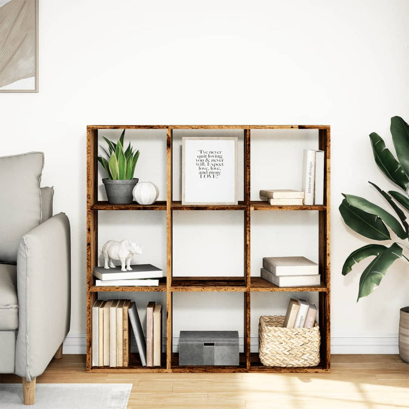 vidaXL antik fa színű fa térelválasztó könyvespolc 102x29x103,5 cm