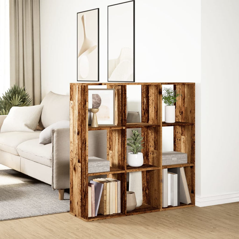 vidaXL antik fa színű fa térelválasztó könyvespolc 102x29x103,5 cm