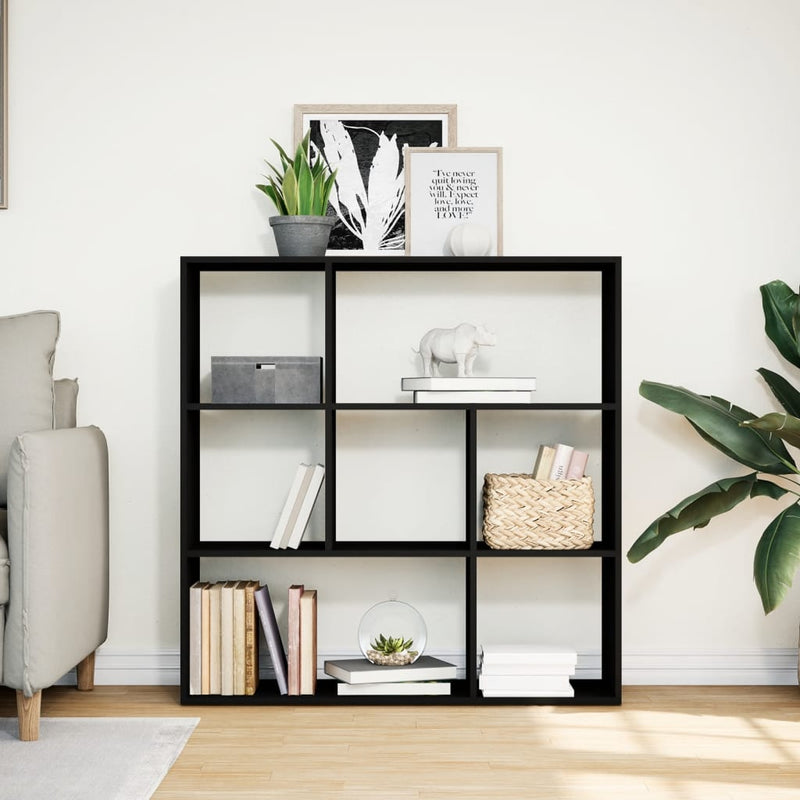 vidaXL fekete szerelt fa térelválasztó könyvespolc 102x29x103,5 cm
