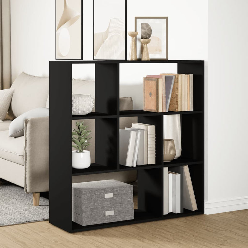 vidaXL fekete szerelt fa térelválasztó könyvespolc 102x29x103,5 cm