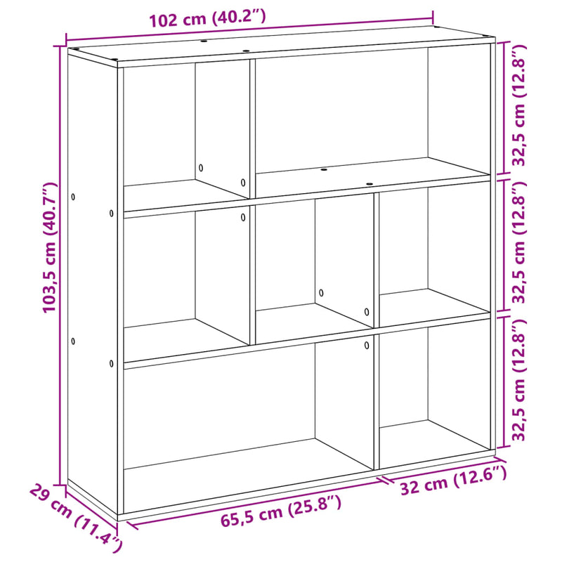 vidaXL sonoma tölgy szerelt fa elválasztó könyvespolc 102x29x103,5 cm