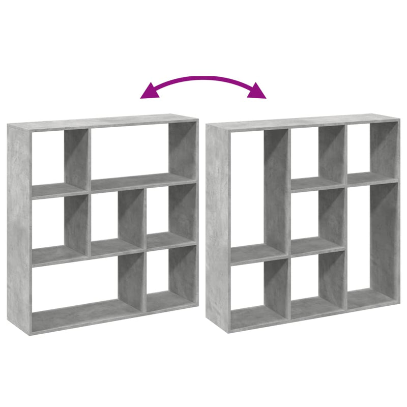 vidaXL betonszürke szerelt fa elválasztó könyvespolc 102x29x103,5 cm