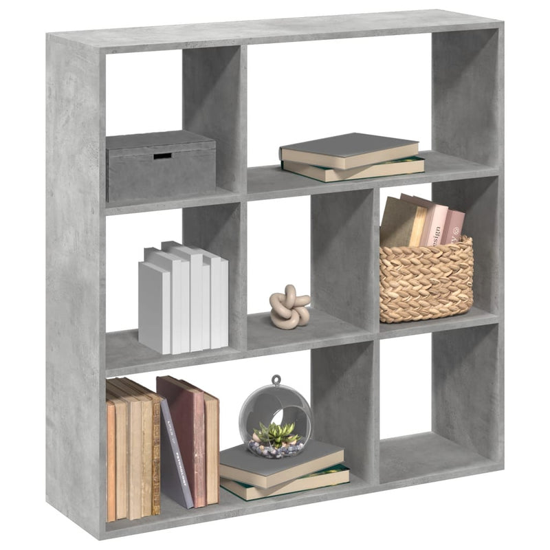 vidaXL betonszürke szerelt fa elválasztó könyvespolc 102x29x103,5 cm